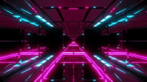 Glowing futuristic sci-fi temple with nice reflection 3d illustration wallpaper 스톡 일러스트