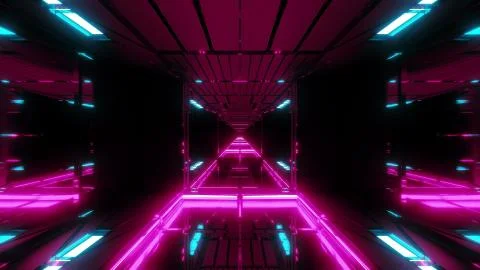 Glowing futuristic sci-fi temple with nice reflection 3d illustration wallpaper Illustrazione stock