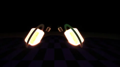 Glowing Futuristic Technology Lights in Dynamic Motion on Dark Checkerboard.. Stock Footage 343701821