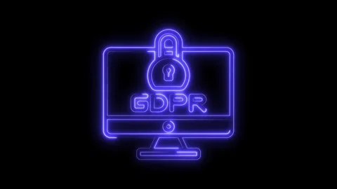 Glowing gdpr data protection concept on a computer screen with a lock symbol Stock Footage 322969589