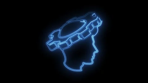 Glowing gear crown on human head artificial intelligence machine learning c.. Stock Footage 312330068