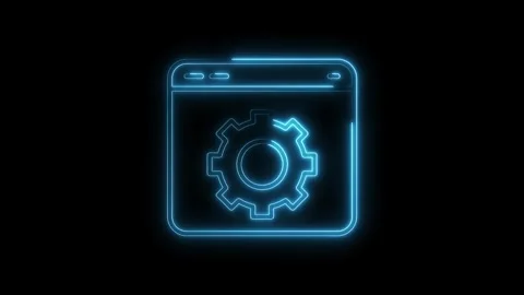 Glowing gear icon inside browser window depicting settings and customizatio.. Stock Footage 314541563