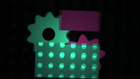Glowing gears and rectangle shapes. Video stock 335109663