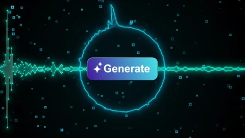 Glowing Generate button sound wave, AI voice generation, audio creation tools Stock Footage 346433415