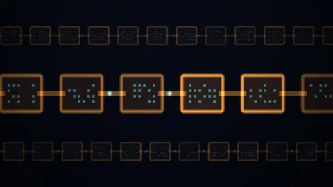 Glowing Geometric Circuit Pattern Seamless Loop Stock Footage 340546593