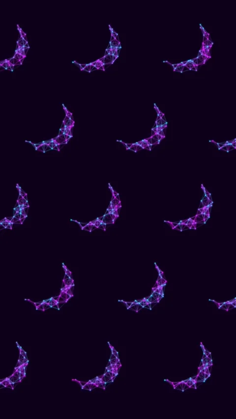 Glowing Geometric Crescent Moon Pattern Animated Background, Seamless Loop Stock Footage 329507971