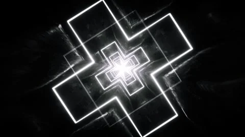 Glowing Geometric Cross Pattern with Futuristic Design Against Dark Background  動画素材 302378100