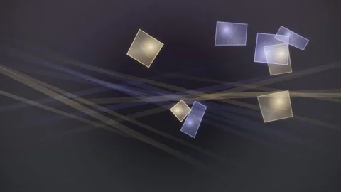 Glowing geometric forms drift in a dark, abstract space Stock-Footage 325539367
