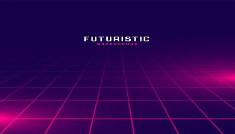 Glowing geometric grid lines perspective background design Stock Illustration