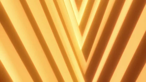 Glowing geometric lines form repeating chevron pattern in warm amber light... Stock Footage 348238649