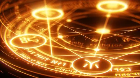 Glowing Geometric Magic Circle Circles Mystical 스톡 일러스트