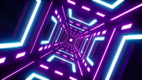 Glowing Geometric Neon Light Corridor VJ Loop Stock Footage 265248266