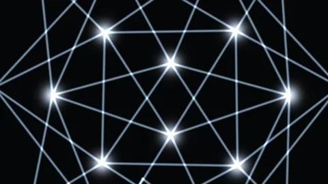 Glowing Geometric Network on Black Seamless Loop Stock Footage 340578093