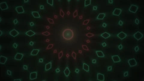 Glowing Geometric Patterns in Dark Backgrounds. Stock Footage 334874891