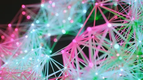 Glowing Geometric Plexus Abstract Motion Background with Neon Light Nodes Vídeos de archivo 331110312