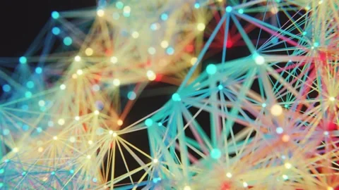 Glowing Geometric Plexus Network of Connected Nodes and Lines 库存影片 331110161