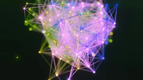 Glowing Geometric Plexus Network of Connected Nodes in Abstract Motion 库存影片 331110239