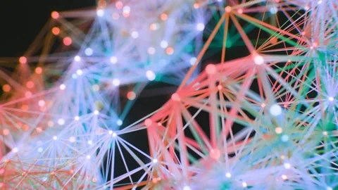 Glowing Geometric Plexus Network of Connected Nodes and Data Lines in Motion Vidéo 331110249