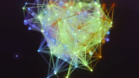 Glowing Geometric Plexus Network of Connected Particles and Lines in Motion Stock Footage 331110267