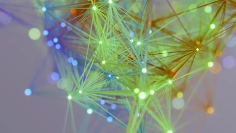 Glowing Geometric Plexus Network of Connected Lines and Particles 库存影片 331110302