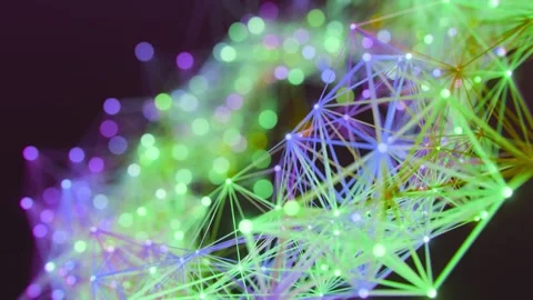Glowing Geometric Plexus Network of Connected Nodes and Data Lines in Motion Stock Footage 331110304