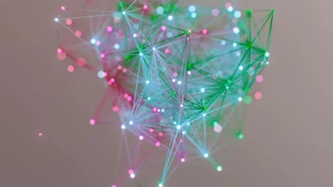 Glowing Geometric Plexus Network of Connected Particles and Lines in Motion 库存影片 331110322