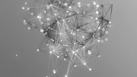 Glowing Geometric Plexus Network of Connected Nodes and Lines in Motion 库存影片 331110335