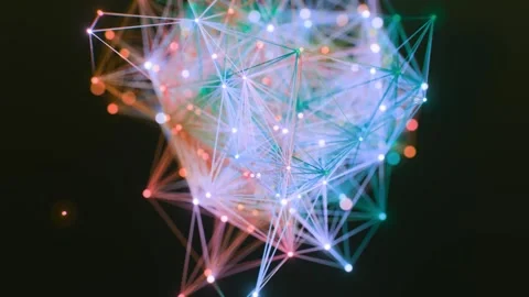 Glowing Geometric Plexus Network with Floating Data Connections Stock Footage 331110262