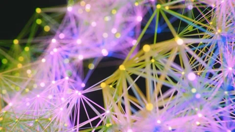 Glowing Geometric Plexus Network with Shimmering Nodes and Dynamic Lines 库存影片 331110235