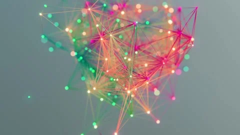 Glowing Geometric Plexus Particles with Floating Connections 库存影片 331110216