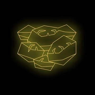 Glowing geometric shapes creating abstract design on black background Ilustração Stock