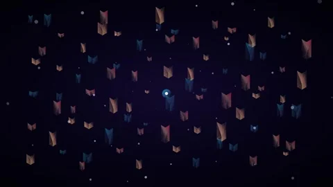 Glowing Geometric Shapes &amp; Particles Loop - Dark Abstract Motion Backdrop Stock Footage 341563263