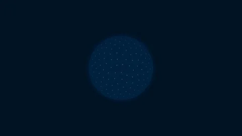A glowing geometric sphere composed of intricate dots on dark background Video stock 335117802