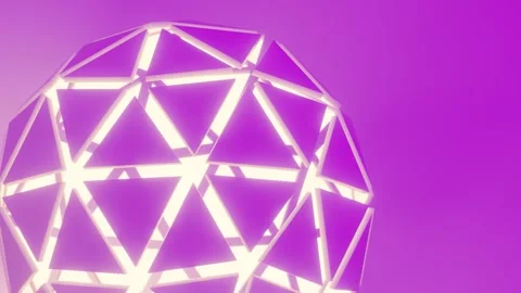 Glowing Geometric Sphere on Purple Background looping animation Stock Footage 316335869