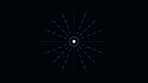 A glowing geometric starburst pattern with a central white light point Stock Footage 338309646