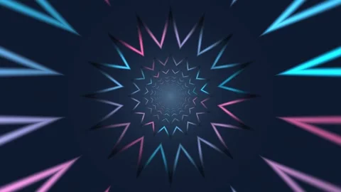 Glowing geometric tunnel background in motion loop Video stock 342455057