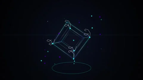 Glowing geometric wireframe cube structure for futuristic technology backgr.. Stock Footage 344645674