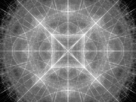 Glowing geometrical elements in space black and white overlay Stock Illustration