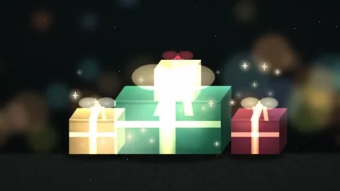 Glowing Gift Boxes with Sparkling Lights Animation Holiday Background Stock Footage 347651133