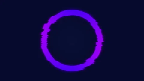Glowing glitching circle frame, purple and blue abstract border animation Stock Footage 173496107