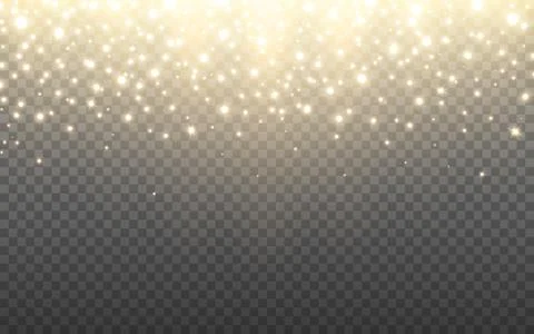 Glowing glitter isolated on transparent backdrop. Gold shining particles with Stock-Illustration