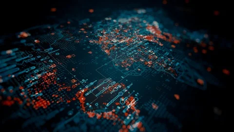 Glowing Global Map HUD Elements Stock Footage 121852091