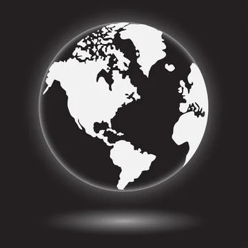 Glowing globe on black background. Isolated object, space background. Creeping Stock Illustration