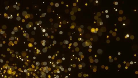 Glowing Gold and White Bokeh Particles Rising on Black Background Vídeo Stock 344088733