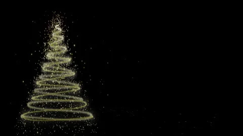 Glowing gold Christmas tree animation on black background Stock-Footage 280052847