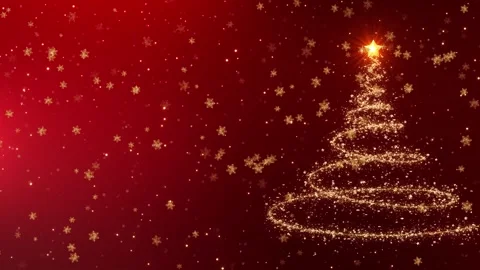 Glowing Gold Christmas Tree Formed by Stars and Glitter Stock Footage 342635053