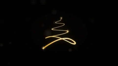 Glowing gold Christmas tree outline with Merry Christmas message Stock Footage 346294568