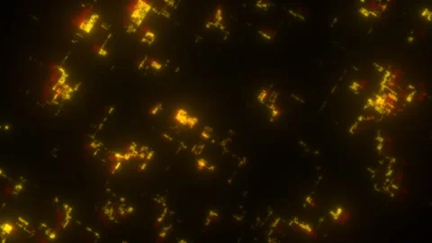 Glowing Gold Digital Tech Data Flow Motion Background Loop Circuit Grid Stock Footage 347770204