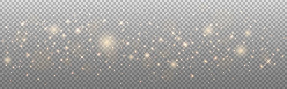 Glowing gold effect. Shining particles. Magic Christmas trail. Golden lights and Stock Illustration