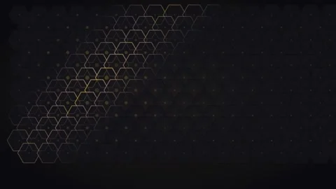 Glowing gold hexagon network on a dark abstract background Stock Footage 335939398